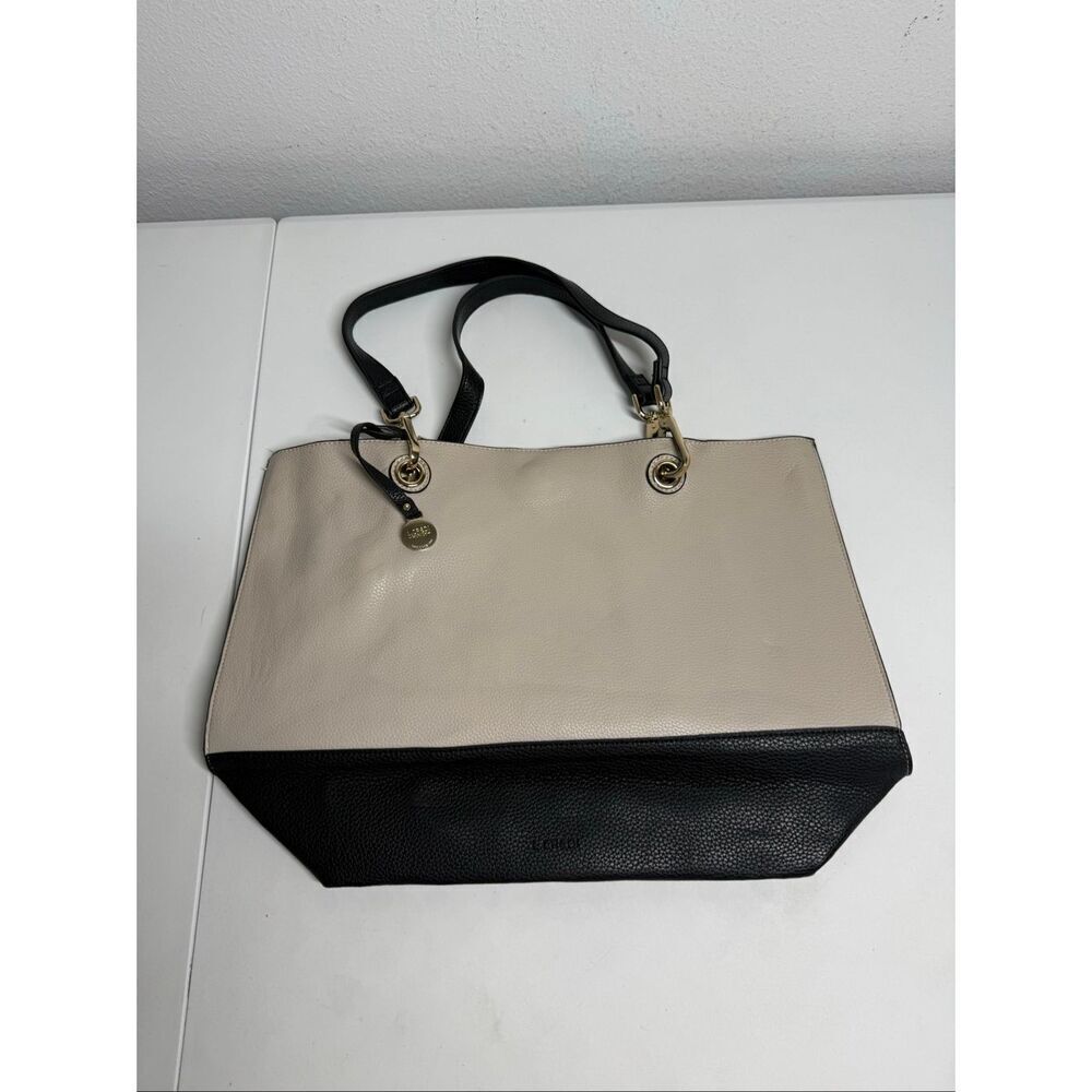 L. Credi Munich Women’s Faux Leather Shopper Tote Bag Cream Black